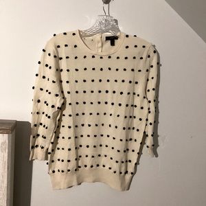 J. Crew Cream Sweater with Black Pom Dot Texture
